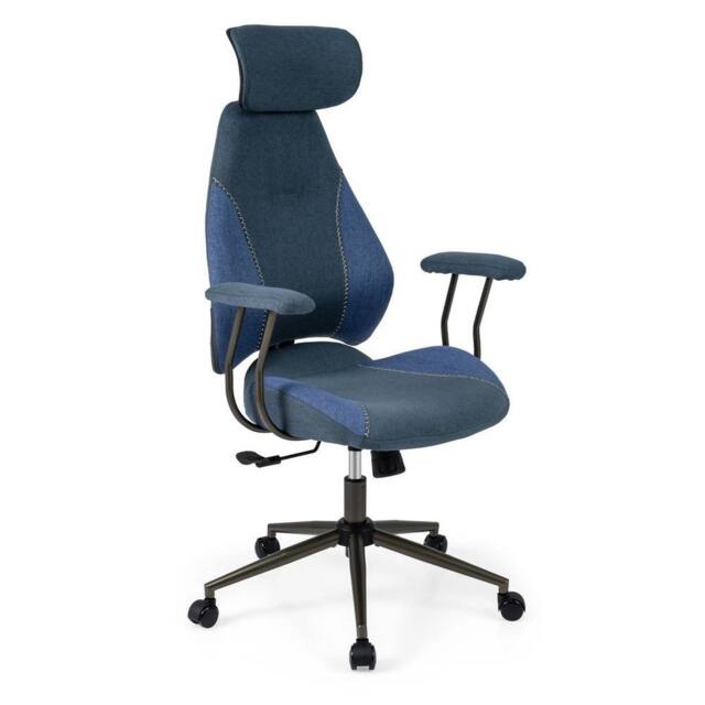 SPETLEK Flax Fabric Computer Desk Chair with 2D Headrest in Blue - Size: 0.6m2 - image 1