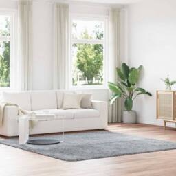 Berkfield Home Shaggy Rug High Pile NAVARRA Light Grey 240x240 cm Polyester - Size: Medium - thumbnail 2