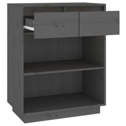 Berkfield Home Console Cabinet Grey 60x34x75 cm Solid Wood Pine - Size: 60 x 34 x 75 cm - thumbnail 6