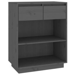 Berkfield Home Console Cabinet Grey 60x34x75 cm Solid Wood Pine - Size: 60 x 34 x 75 cm - thumbnail 2