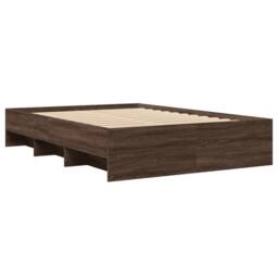 Berkfield Home Bed Frame without Mattress Brown Oak 140x200 cm Engineered Wood - thumbnail 7