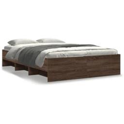 Berkfield Home Bed Frame without Mattress Brown Oak 140x200 cm Engineered Wood - thumbnail 1