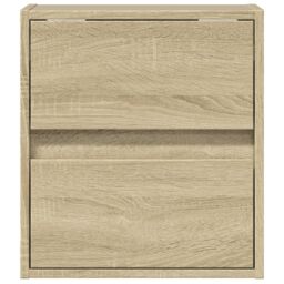 Berkfield Home Wall-mounted Bedside Cabinets with LED Lights 2 pcs Sonoma Oak in Brown - thumbnail 6