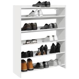 Berkfield Home Shoe Rack White 80x25x100 cm Engineered Wood - Size: 80 x 25 x 100 cm - thumbnail 2