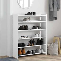Berkfield Home Shoe Rack White 80x25x100 cm Engineered Wood - Size: 80 x 25 x 100 cm - thumbnail 3