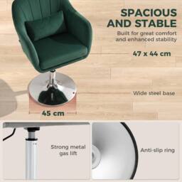 HOMCOM Retro Velvet Swivel Tub Chair with Steel Frame Dark Green - thumbnail 5