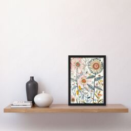 "Artery8 Aster Flower Painting Wildflowers Spring Folk Art Framed Art Print in White - Size: W12"" x H16""" - thumbnail 4