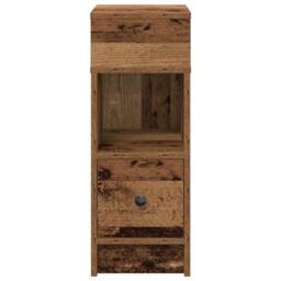 Berkfield Home Durable Bedside Cabinets 2 pcs with Drawer Old Wood 25x31x66 cm in Brown - Size: 25 x 31 x 66 cm - thumbnail 4