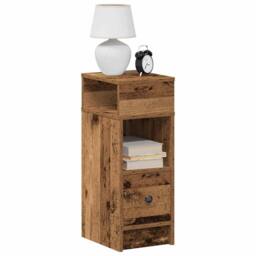 Berkfield Home Durable Bedside Cabinets 2 pcs with Drawer Old Wood 25x31x66 cm in Brown - Size: 25 x 31 x 66 cm - thumbnail 2