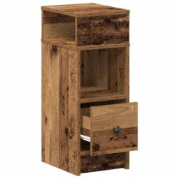 Berkfield Home Durable Bedside Cabinets 2 pcs with Drawer Old Wood 25x31x66 cm in Brown - Size: 25 x 31 x 66 cm - thumbnail 6