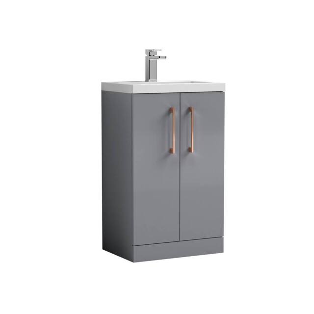 Balterley Bathroom Vanity Basin Unit, Copper Handles, 500mm, Satin Grey - image 1