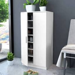 Berkfield Home Shoe Cabinet 7 Shelves White - thumbnail 1