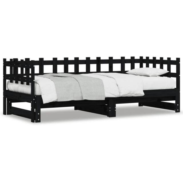 Berkfield Home Pull-out Day Bed Black 2x(90x190) cm Solid Wood Pine - image 1