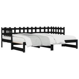 Berkfield Home Pull-out Day Bed Black 2x(90x190) cm Solid Wood Pine - thumbnail 4