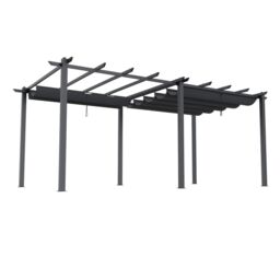 Living and Home 13x13ft or 20x10ft Garden Aluminum Patio Pergola with Retractable Canopy in Grey - Size: Medium - thumbnail 8