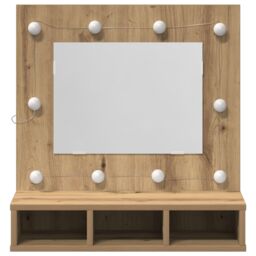 Berkfield Home Vanity Unit with Mirror Artisan Oak MDF, Glass 60 x 31.5 x 62 cm in Brown - thumbnail 4