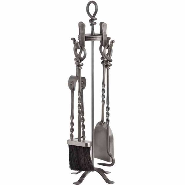 Lemon Pavilion Furniture and Decor Hand Turned Loop Top Companion Set, L15 x W16 x H60 cm - Bronze/Silver - image 1