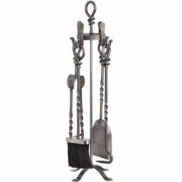 Lemon Pavilion Furniture and Decor Hand Turned Loop Top Companion Set, L15 x W16 x H60 cm - Bronze/Silver