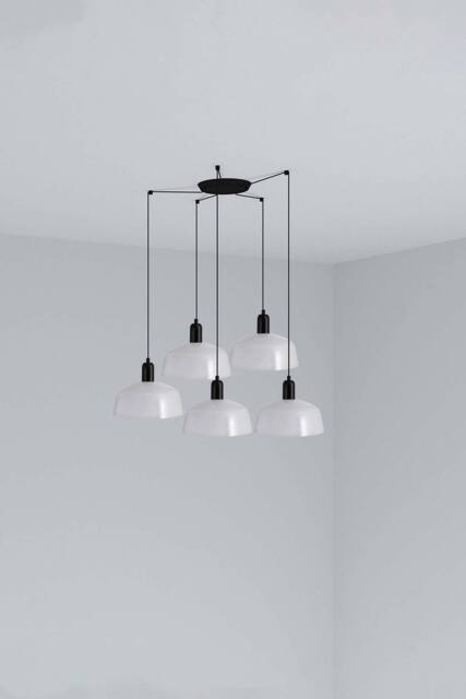 Netlighting Tatawin Medium Cluster Pendant Ceiling Light Black Gloss White 5x E27