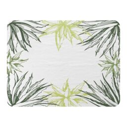 Benjamin Tate Design Green Leaf Border Blanket in Natural - Size: 120 cm x 150 cm - thumbnail 1