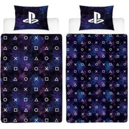 Playstation Controller Buttons Reversible Duvet Set in Blue - Size: Single