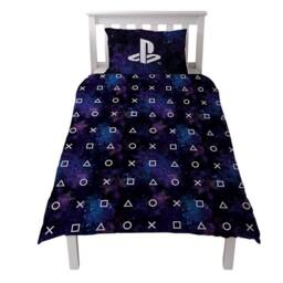 Playstation Controller Buttons Reversible Duvet Set in Blue - Size: Single - thumbnail 2