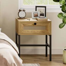 VOGREX Rattan Coffee Table with Drawer Open Storage Shelf - thumbnail 4