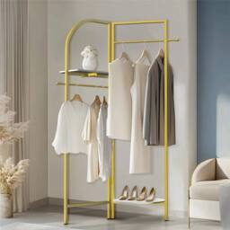 ERGOVEXA Corner Clothing Racks Foldable Stable Heavy Duty Gold Garment Hanger - thumbnail 5