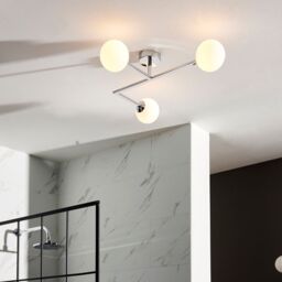 Loops Polished Chrome Semi Flush Bathroom Ceiling Light & Opal Glass Shade - 3 Bulb in Clear - thumbnail 3