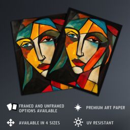 "Artery8 Woman Portrait Stained Glass Cubism Colourful Wall Art Print - Size: W24"" x H32""" - thumbnail 2