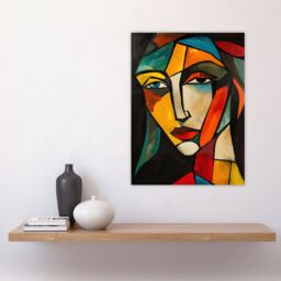 "Artery8 Woman Portrait Stained Glass Cubism Colourful Wall Art Print - Size: W24"" x H32""" - thumbnail 4