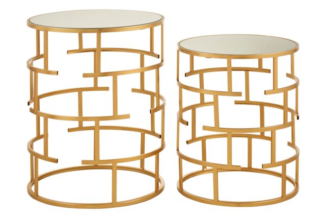 Orsina Set Of 2 Maze Design Side Tables, Luxe Accent Pieces For Decor, Nesting Tables, Decorative Small Tables in Gold - image 1
