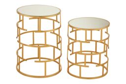 Orsina Set Of 2 Maze Design Side Tables, Luxe Accent Pieces For Decor, Nesting Tables, Decorative Small Tables in Gold - thumbnail 2