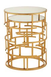 Orsina Set Of 2 Maze Design Side Tables, Luxe Accent Pieces For Decor, Nesting Tables, Decorative Small Tables in Gold - thumbnail 3