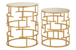 Orsina Set Of 2 Maze Design Side Tables, Luxe Accent Pieces For Decor, Nesting Tables, Decorative Small Tables in Gold - thumbnail 1