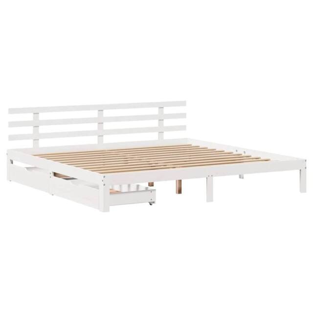 Berkfield Home Decorative Bed Frame with Drawers without Mattress White 200x200 cm - image 1