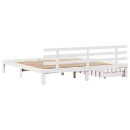 Berkfield Home Decorative Bed Frame with Drawers without Mattress White 200x200 cm - thumbnail 6