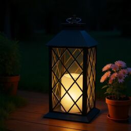 "Bright Zeal 2 Pcs Decorative Candle Lanterns, 13.5"" Christmas Decorations in Black" - thumbnail 3