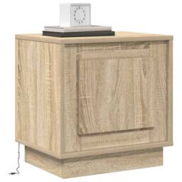 Berkfield Home Bedside Cabinets with LED Lights 2 pcs Sonoma Oak 44x34, 5x45 cm in Beige - thumbnail 3