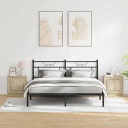 Berkfield Home Bedside Cabinets with LED Lights 2 pcs Sonoma Oak 44x34, 5x45 cm in Beige - thumbnail 4