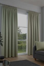 Fusion 'Galaxy' Pair of Light Reducing Thermal Effect Pencil Pleat Curtains in Green - Size: 117 cm width x 137 cm drop - thumbnail 1