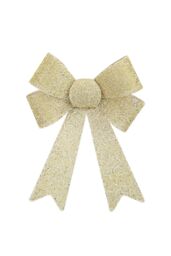 VFM e-Store Tinsel Bow Christmas Decoration X 1 37cm x 49cm x 13cm Champagne in Ivory - Size: 37 cm x 49 cm x 13 cm - thumbnail 1