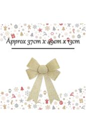 VFM e-Store Tinsel Bow Christmas Decoration X 1 37cm x 49cm x 13cm Champagne in Ivory - Size: 37 cm x 49 cm x 13 cm - thumbnail 2