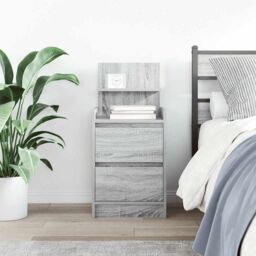 Berkfield Home Bedside Cabinet with 2 Drawers Grey Sonoma 38x34x80 cm - Size: 38 x 34 x 80 cm - thumbnail 3