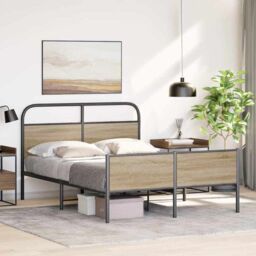 Berkfield Home Bed Frame without Mattress 120x200 cm Sonoma Oak Engineered Wood in Brown - Size: Small Double - thumbnail 4