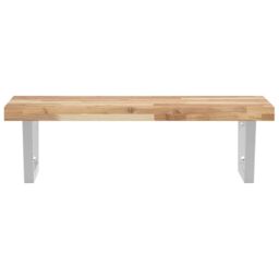 Berkfield Home Basin Shelf Wall Mounted Steel & Solid Wood Acacia in Brown - thumbnail 4