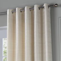 Paoletti Jupiter Chenille Jacquard Eyelet Curtain Pair in Off-White - Size: 168 cm width x 229 cm drop - thumbnail 3