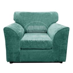 Furnishings For Less UK Monaco Chenille Fabric Single Seater Armchair Curved Arm in Teal