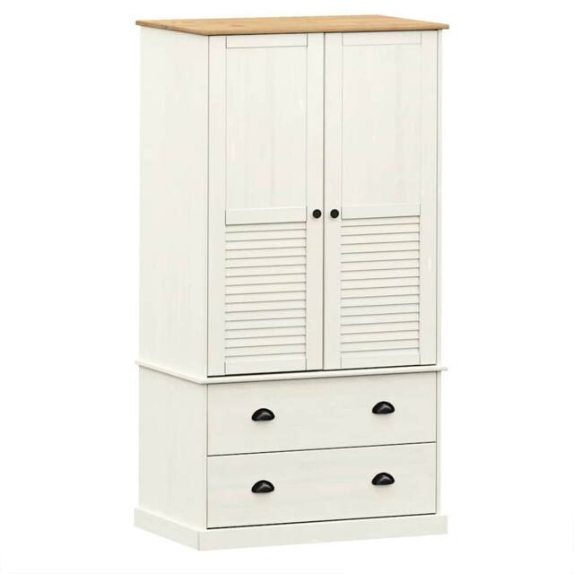 Berkfield Home Wardrobe VIGO White 90x55x176 cm Solid Wood Pine - Size: 90 x 55 x 176 cm - image 1