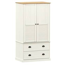 Berkfield Home Wardrobe VIGO White 90x55x176 cm Solid Wood Pine - Size: 90 x 55 x 176 cm - thumbnail 1